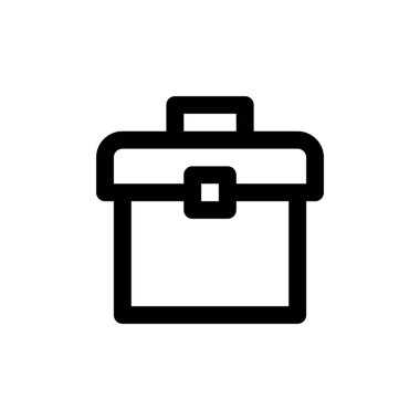 Araç kutusu ana hatlı vektör simgesi. İnce çizgi siyah araç kutusu simgesi, düz vektör basit element illüstrasyonu düzenlenebilir endüstri kavramından beyaz zemin üzerinde izole edilmiş vuruş.