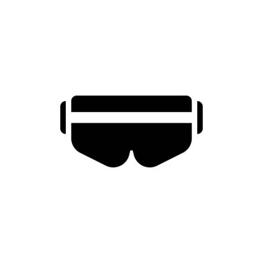 Gözlüklü güvenlik inşaat araçları - vektör güvenlik tozu maskesi sembolü. Mühendislik ekipmanı çizimi izole edilmiş, siluet koruma logosu.