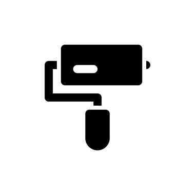 boya silindirli ikon vektörü. Boya silindiri, geniş düz yüzeyleri hızlı ve verimli bir şekilde boyamak için kullanılan boya uygulamasıdır..