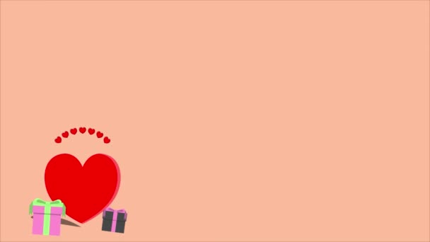 Animowane Tło Walentynki Czerwonym Sercem Pudełko Prezentów Nadaje Się Różnych — Wideo stockowe