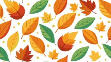 Yaprak ve böğürtlenli sonbahar animasyonu. Yaprak desenli animasyonlu sonbahar sezonu. Sonbahar dekoratif animasyon. Kusursuz ve döngülü animasyon