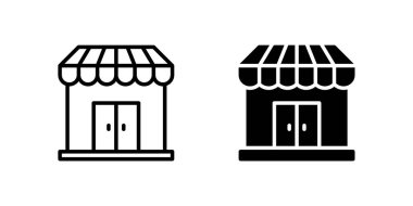 Her iki perakende ortamı da temsil eden bir fiziksel mağaza ve çevrimiçi mağaza simgesi.