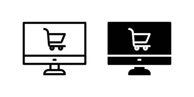 Alışveriş arabası sembollü bir bilgisayar simgesi, çevrimiçi perakende ve e-ticareti temsil ediyor..