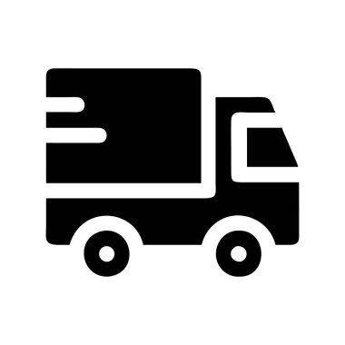 Sevkiyat, lojistik ve e-ticareti temsil eden bir dağıtım kamyonunun simgesi..