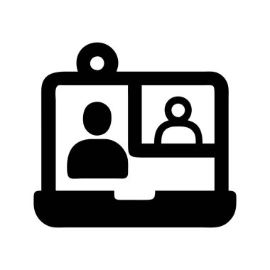 Bir video çağrısını temsil eden simge, sanal toplantılar ve uzak çalışma için ideal.