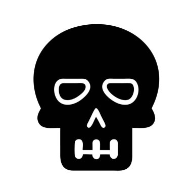 Katı bir kafatası sembolü, bir Cadılar Bayramı ve korku başlığı..