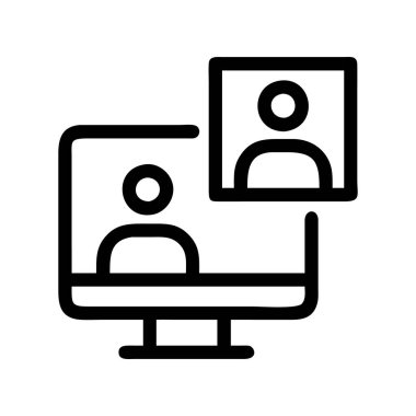 Uzak çalışma için sanal bir toplantı temasının simgesi.