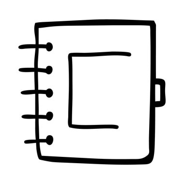 Not defterinin el çizimi simgesi, notları ve eğitimi temsil ediyor.