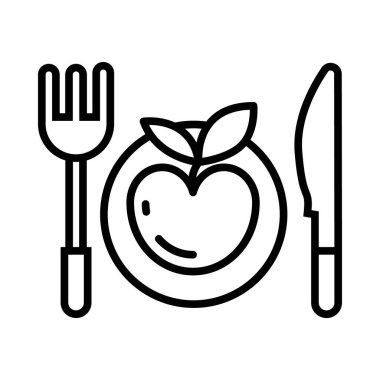 Sağlıklı bir yemeğin ikonu, sağlık ve besinleri temsil eder..