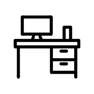 Uzak çalışma temaları için bir ofis masasını temsil eden simge.