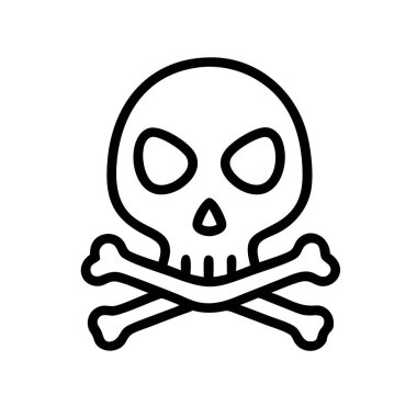 Bir kafatası ve çapraz kemiğin ana simgesi, Cadılar Bayramı ve korsan temaları için uygun.