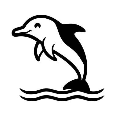 Silhouette of a dolphin, representing marine life and freedom in the sea. clipart