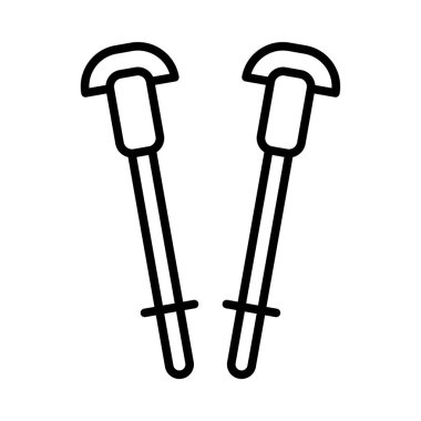 Icon of ski poles, symbolizing winter sports and skiing equipment. clipart