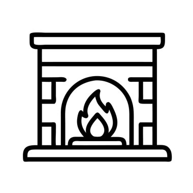 Kış şöminesinin minimalist simgesi, sıcaklığı ve sadeliği gösteriyor..