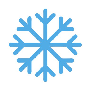 Açık mavi kar tanesi ikonu, kışı ve karın güzelliğini simgeliyor..