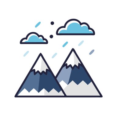 Karla kaplı dağ tepeleri ikonu, kış ve açık hava temaları için ideal.