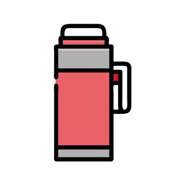 Kırmızı termal şişe simgesi, sıcak içecek kavramları için mükemmel..