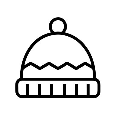 Mevsimlik tasarımlar için klasik siyah-beyaz örgü kış şapkası simgesi.