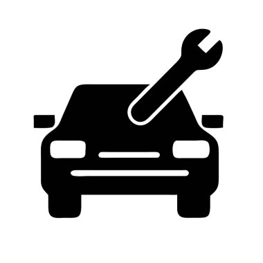 Anahtarı olan bir arabanın simgesi, araba tamirini veya bakım hizmetlerini temsil ediyor..