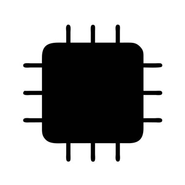 Devre çizgileri olan bir mikroçipin siyah beyaz simgesi.