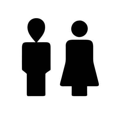 Kadın ve erkeğin yan yana ikonu, cinsiyet veya insan etkileşimini temsil ediyor..