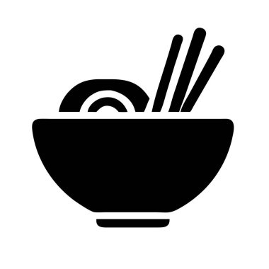 Asya mutfağını ya da yiyeceği temsil eden bir kase eriştenin ikonu..