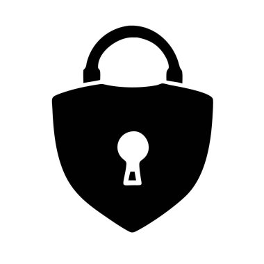 Güvenlik ve korumayı temsil eden bir kalkanın içindeki asma kilidin simgesi.