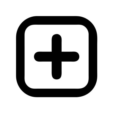 Minimalist plus sign icon, representing addition or positivity. clipart