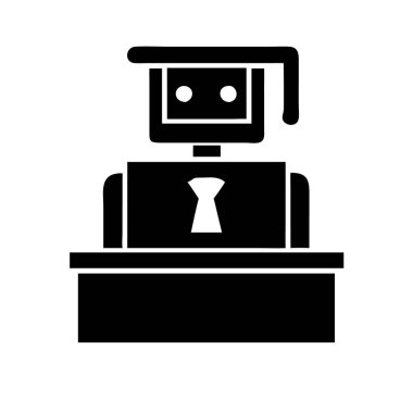 Eğitim ve otomasyon alanlarında yapay zekayı temsil eden bir robotun simgesi.