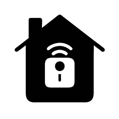 Teknik elementleri olan, otomasyonu sembolize eden bir evin simgesi.