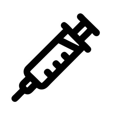 Tıbbi veya sağlıkla ilgili konuları temsil eden bir şırınganın simgesi.