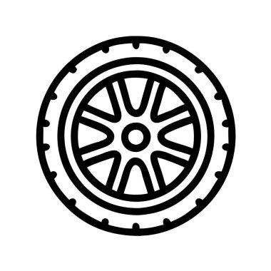 Otomotiv veya ulaşım temalarını temsil eden bir araba tekerleğinin simgesi.