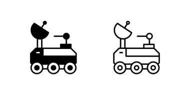 Modern bir vektör simgesi, uzay keşfi ve bilim kurgu temalı tasarımlar için uygun Ay gezginlerini gösterir.