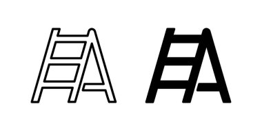 Yapım ve DIY tasarımları için uygun merdivenleri içeren modern bir vektör simgesi seti.