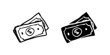 Para sembolleri tasvir eden basit bir vektör simgesi, finans ve ödeme tasarımları için ideal.