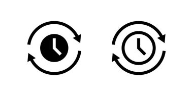 Tazeleme zaman sembolleri tasvir eden vektör simgesi seti, teknoloji ve yenilenme tasarımları için ideal.