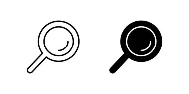 Büyüteç tasviri yapan vektör simgesi seti, arama ve soruşturma için ideal.