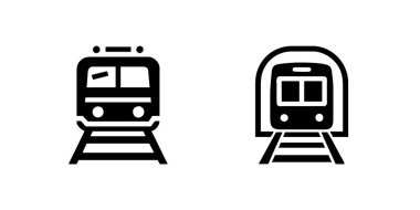 Seyahat ve ulaşım tasarımları için uygun trenler tasvir eden vektör simgesi ayarlandı.