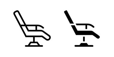 Yaslanan sandalyeleri tasvir eden vektör simgesi seti, mobilya ve rahatlama tasarımları için mükemmel.