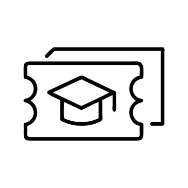 Mezuniyet törenine erişimi temsil eden bilet simgesi.