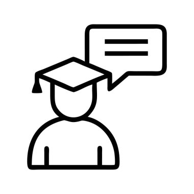 Mezuniyet töreninde konuşma yapan bir öğrencinin simgesi.