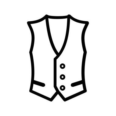 Sıradan ve resmi moda tasarımları için uygun bir yelek vektör simgesi.