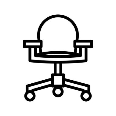 Çalışma alanları, masalar ve rahat oturma için ergonomik ofis koltuğu simgesi