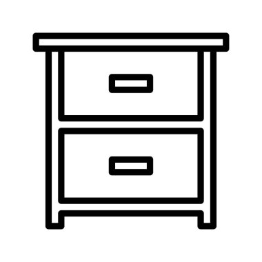 Elbiseler, belgeler veya ev gereçleri için kompakt depolamayı sembolize eden çekmece simgesi
