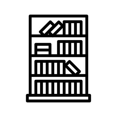 Kitap ve dekorasyon için dikey rafları sembolize eden kitaplık simgesi