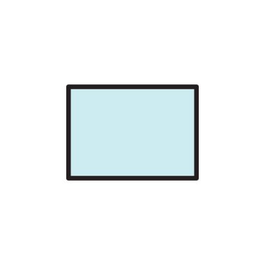 Dış hatları olan renkli bir dikdörtgen. Takım elbise UI tasarımı veya eğitim projeleri.