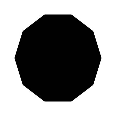 Katı siyah dekagon kabartması. Matematik, mimari veya şablon tasarımı için ideal.