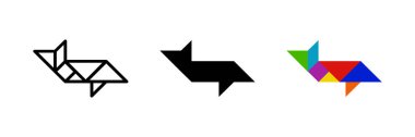 Balina tangram ikonu. Su veya yapboz tasarımları için ideal.