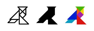 Baykuş tangram ikonu. Vahşi yaşam ya da yapboz tasarımları için ideal.