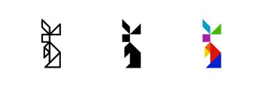Hare tangram simgesi. Vahşi yaşam ya da yapboz tasarımları için ideal.